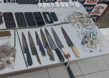 Celulares, drogas e armas brancas são encontrados no Conjunto Penal