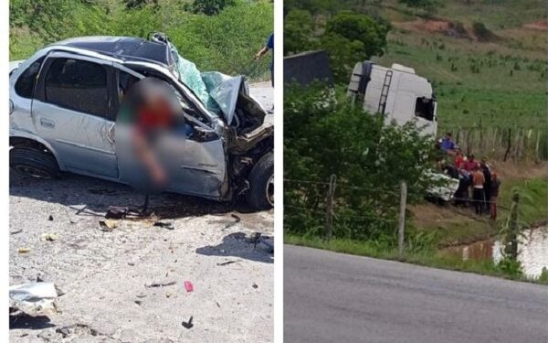 Batida entre carreta bi-trem e veículos deixa mortos na BR-101