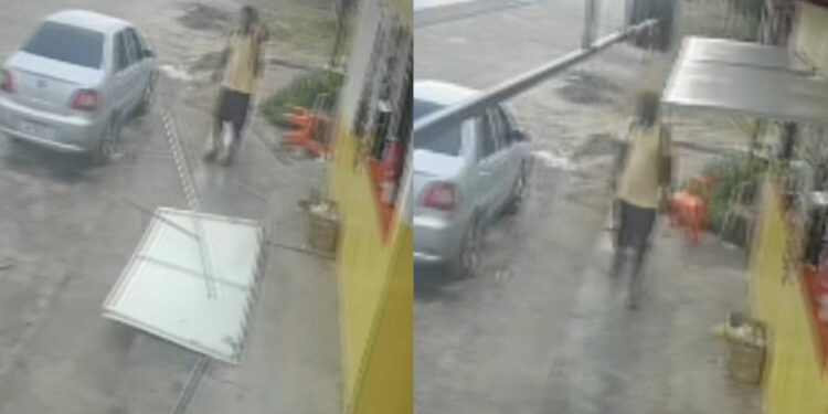 Pneu se solta de caminhão e por pouco não atinge coveiro em Alagoinhas